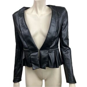 Bebe Black Faux Leather Peplum Style Jacket‎